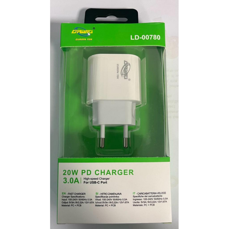 Driwei USD-C Port 20 W Charger, White