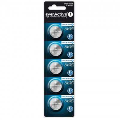 Everactive 5-Pack CR2032 Coin Cell Lithium Battery, 3V