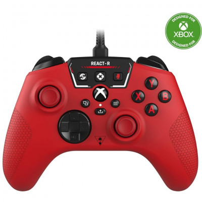 Turtle Beach React-R Red Wired Game Controller with Audio Controls, Mappable Buttons and Textured Grips for Xbox Series X|S, Xbo