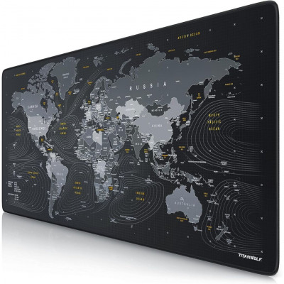 Titanwolf World Map XXL Speed Gaming Mouse Pad- 900 x 400 x 3mm, Design Planisphere | 303358