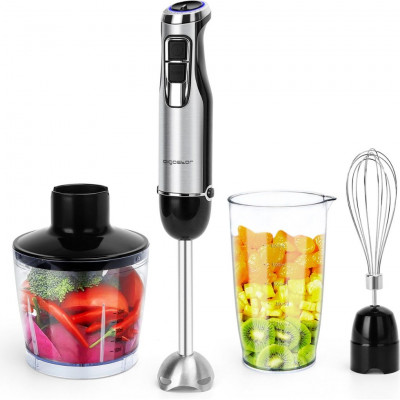 Aigostar 4 in 1 Hand Blender set 1000 Watt - with Chopper / Beater / Whisk / Cup - Stainless Steel