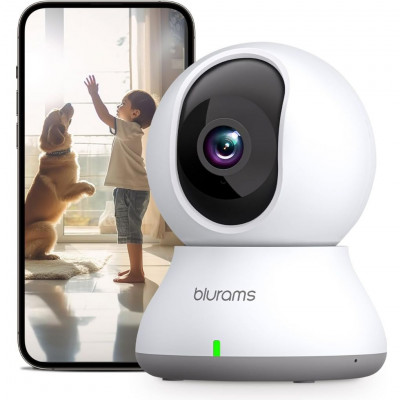 Blurams Wi-Fi Indoor Camera,2K Surveillance Camera,360° Rotation,Night Vision,Motion Tracking,Two-Way Audio Compatible with Alex