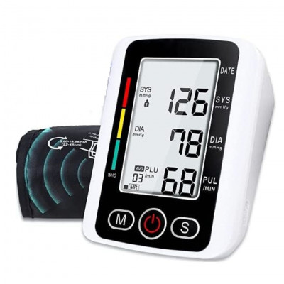 MU Electronic Blood Pressure Monitor Intelligent Microcomputer, White