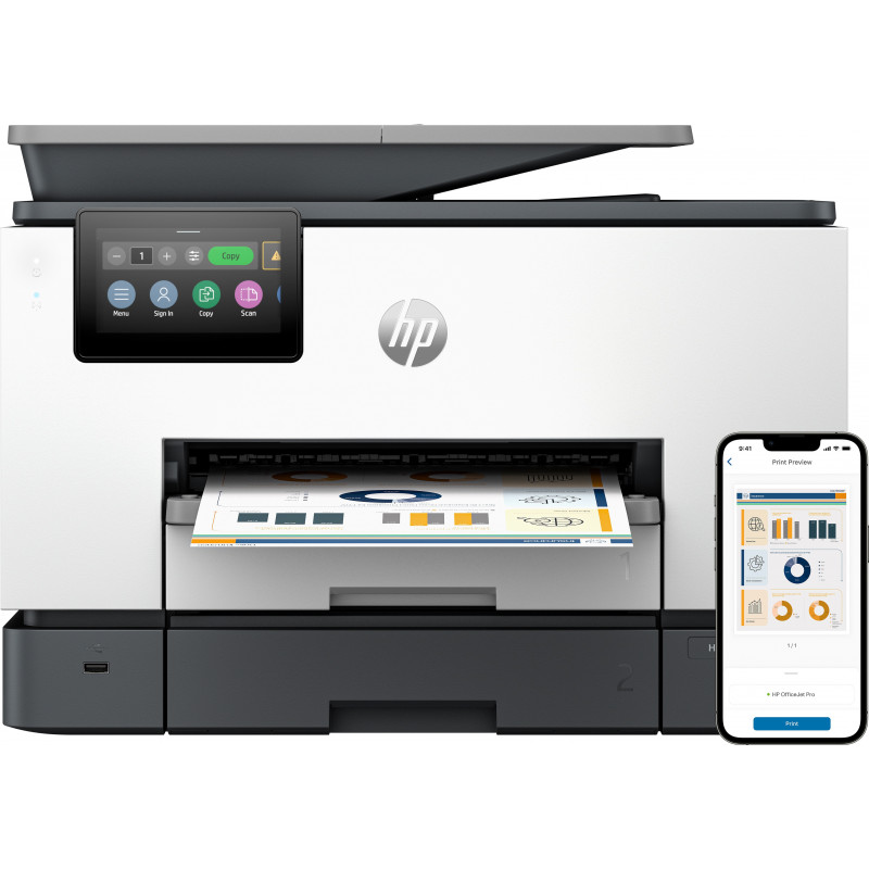HP OfficeJet Pro 9130b All-in-One Printer, Color, Printer for Small medium business, Print, copy, scan, fax, Wireless Print