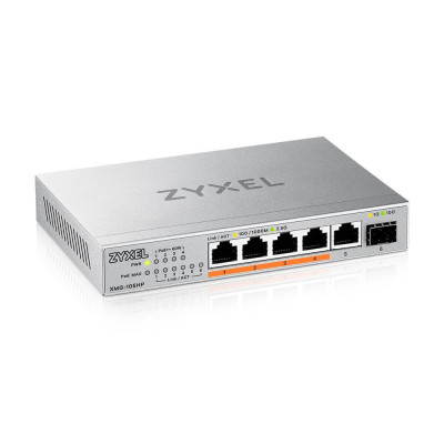 Zyxel XMG-105HP Unmanaged 2.5G Ethernet (100 1000 2500) Power over Ethernet (PoE) Silver
