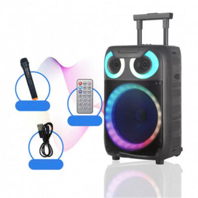 Andowl LED portable speaker, 180W PMPO, remote control, BT, AUX.