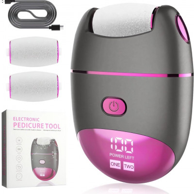 Electric Pedicure, Foot Care Files, Callus Remover, IPX7 Waterproof, with 3 Rollers, 2 Adjustable Speeds
