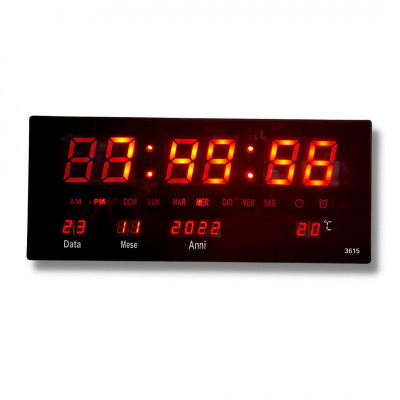 LED Wall Clock with Timer Alarm Clock Snooze Calendar Temperature Large LED Display