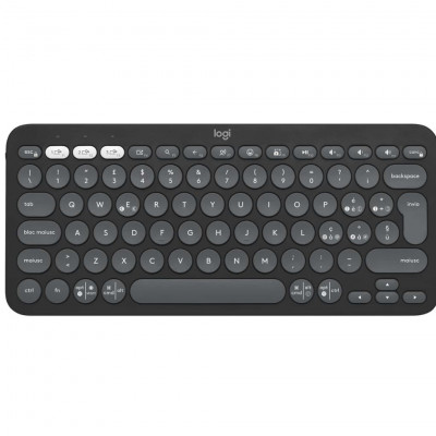 Logitech Pebble Keys 2 K380s, Multi-Device Bluetooth Keyboard with Customizable Hotkeys, Slim and Portable, Easy-Switch for Wind