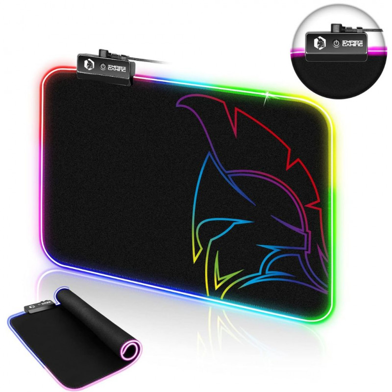 EMPIRE GAMING - Gamer Mouse Pad Dark Rainbow RGB LED 12 Illumination Modes - 300×230×4 mm