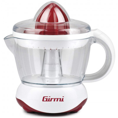 Girmi SR02 Electric Citrus Juicer, 25 W, 700cc Capacity, Double small and large juicing cup, Red/White