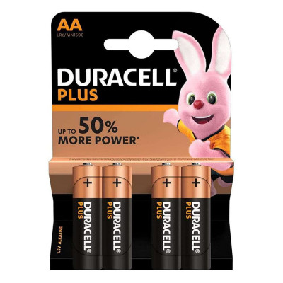 Duracell Plus AA Alkaline Batteries - Pack of 4