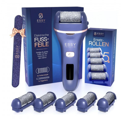 Essy Callus Remover, Electric Test Winner with 5 Replacement Rollers, Foot Care Device, Pedicure Set, Electronic Foot Care, Call