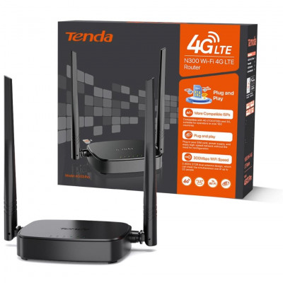 TENDA 4G03 Pro 4G LTE Cat4 Wireless WiFi Router N300Mbps with SIM, Two Removable LTE Antennas, LAN/WAN Port.