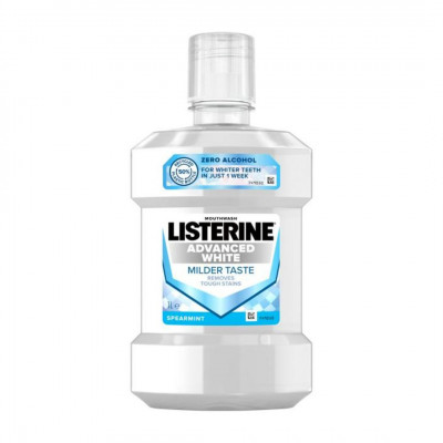 LISTERINE Advanced White Mouthwash, Whitening Mouthwash with a Mild Mint Flavor, Alcohol-Free Mouthwash for White Teeth and Comp