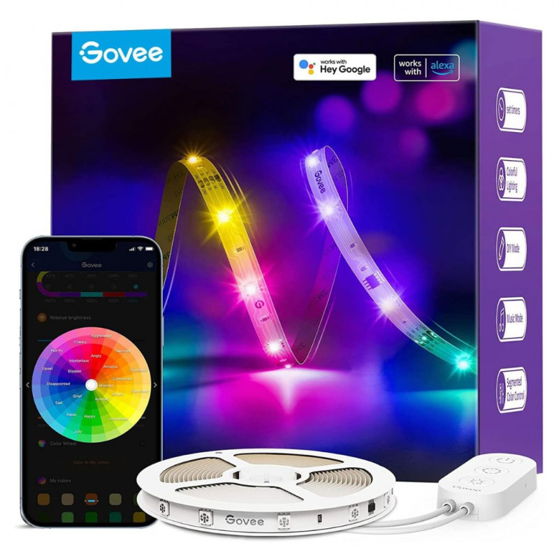 Govee  RGBIC WiFi LED Strip Light Works with Alexa Google Assistant and APP, 5 m