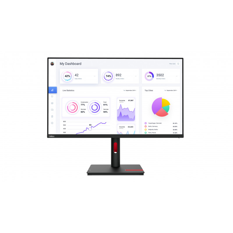 Lenovo ThinkVision T32p-30 LED display 80 cm (31.5") 3840 x 2160 pixels 4K Ultra HD Black