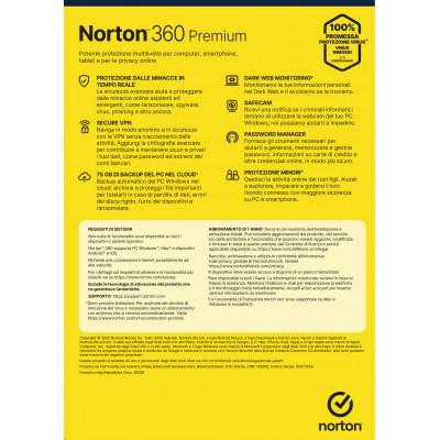 Norton 360 Premium Antivirus security Italian 1 license(s) 1 year(s)