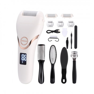 Electric Pedicure, USB Rechargeable Electric File 2 Speeds and 10 Pedicure Tools