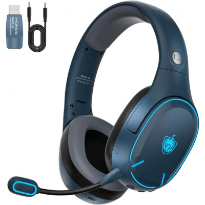 PHOINIKAS Wireless Bluetooth Gaming Headset with Dual Chips, Noise Cancelling M.