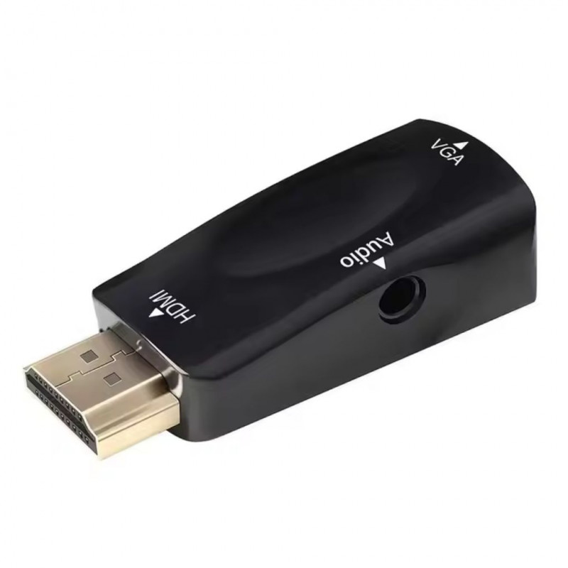 Compact HDMI to VGA converter with audio output