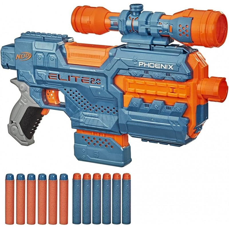 NERF Elite 2.0 Phoenix CS-6 Motorised Blaster 12 Official Darts Scope  - E9961