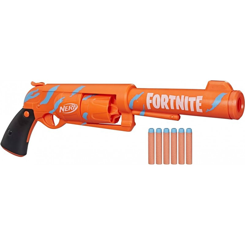 NERF Fortnite 6-Sh Blaster - Camo Pulse Colouring, Striker Loading, 6-Dart Drum