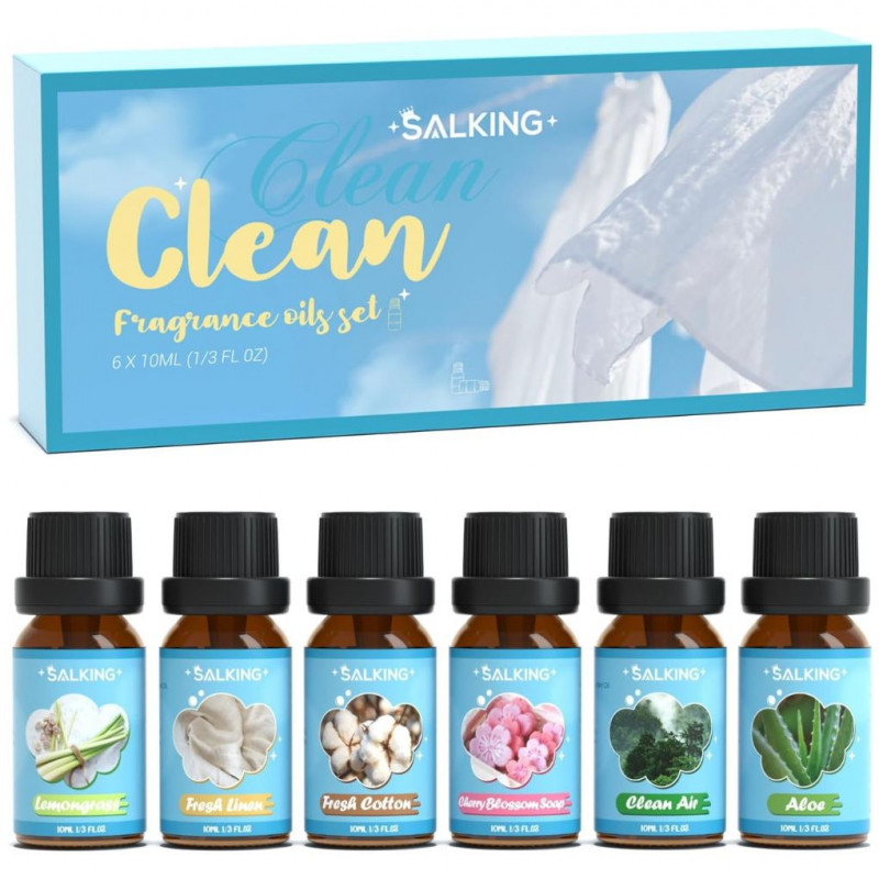 Clean Essential Oils Set for Diffusers, SALKING Pure Essential Oil Set  x 6 10ml