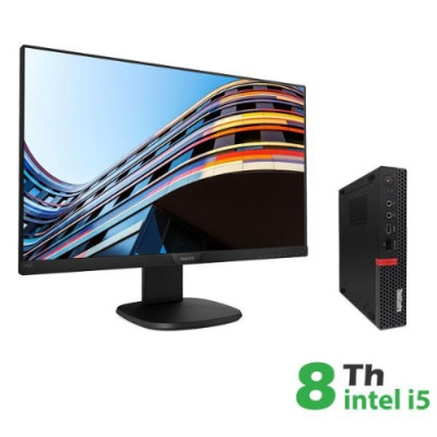 BUNDLE PC LENOVO RINOVO REFURBISHED Tiny M720Q RN85534111 SFF i5-8x00t 16GB SSD NEW 480GB W11P NO DVD + MONITOR PHILIPS 24"