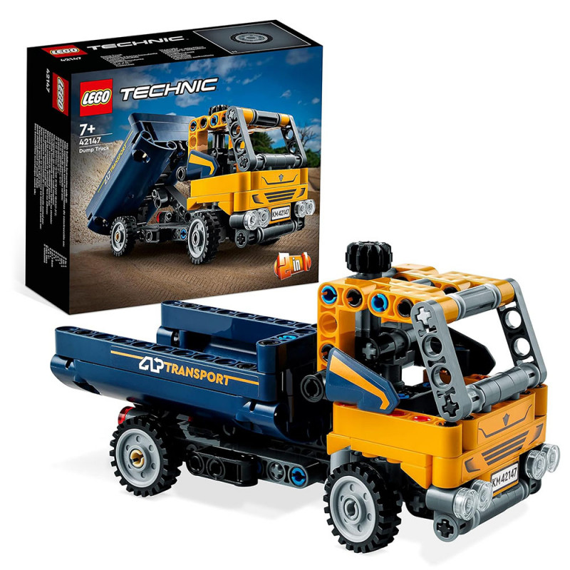 LEGO 42147 Technic Tipper Truck, 2-in-1 Set with Truck and Excavator Toy