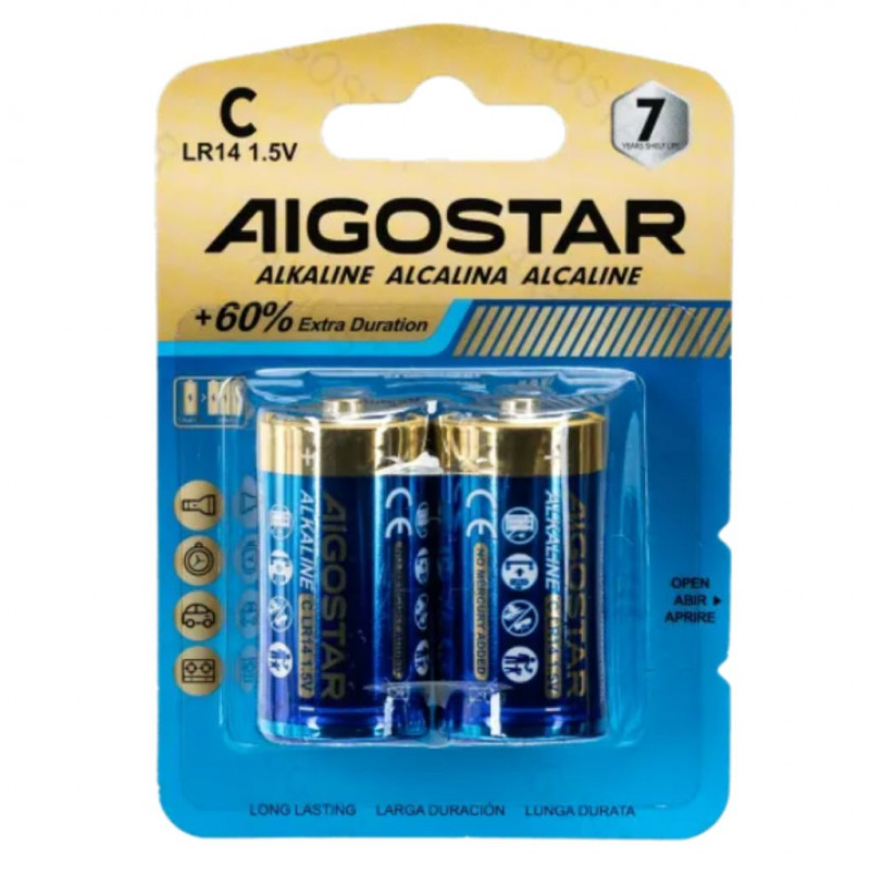 AIGOSTAR Alkaline battery LR14 1.5V 2pcs