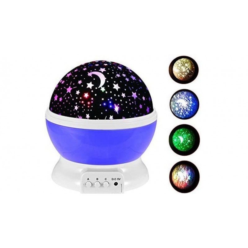 Baby Night Lights Moon Projector 360 Degree Rotation 4 LED Bulbs 8 Color - USB