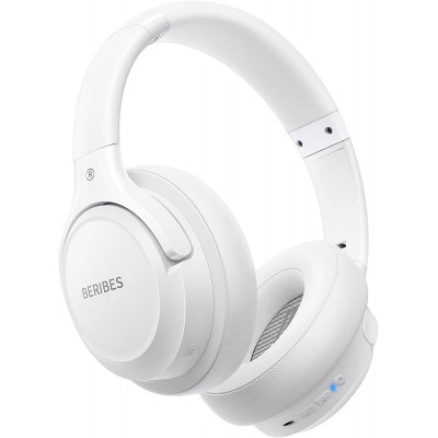 BERIBES Bluetooth Headphones Over Ear for Mobile Phones/iPad/Laptop/PC (White)