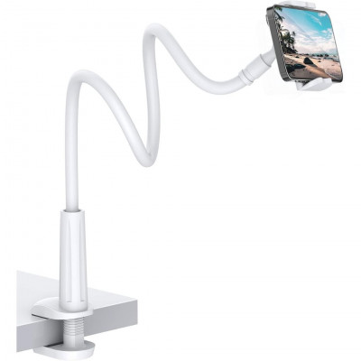 Fappen Mobile Phone Holder, Gooseneck Holder, Flexible Adjustable Arm, White