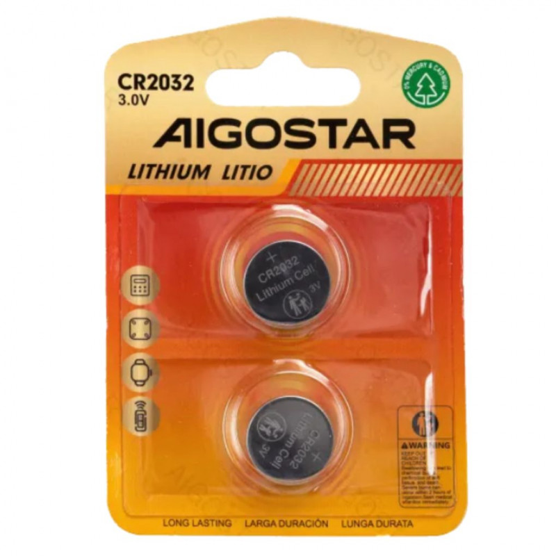 AIGOSTAR  Coin cell batteries CR2032 3.0V 2pcs