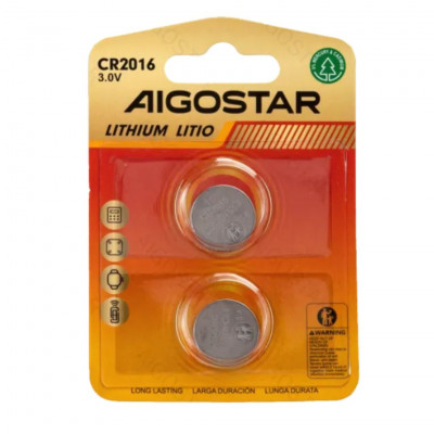 AIGOSTAR Coin cell batteries CR2016 3.0V 2pcs