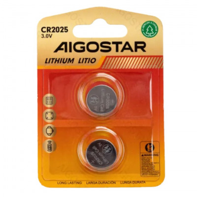 AIGOSTAR Coin cell batteries CR2025 3.0V 2pcs