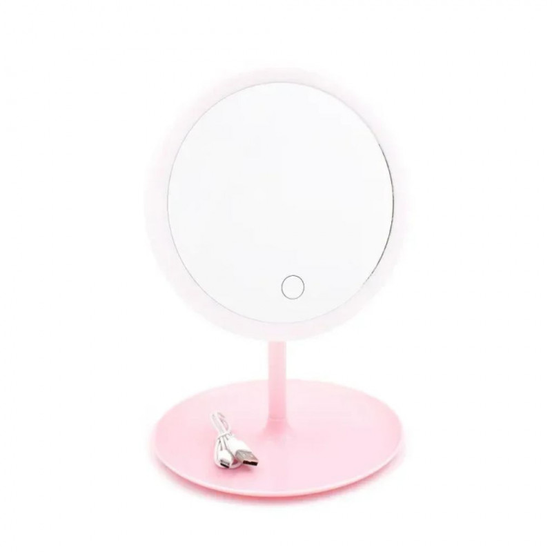 Andowl Q-T99 Rechargeable Round LED Makeup Mirror, White.