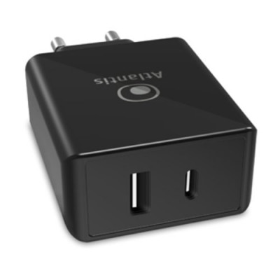 ALIMENTATORE ATLANTIS UNIVERSALE per NOTEBOOK P008-PD65-2U 65W output 1xUSB 1xUSB-C PD include cavo USB-C M/M 1,8m