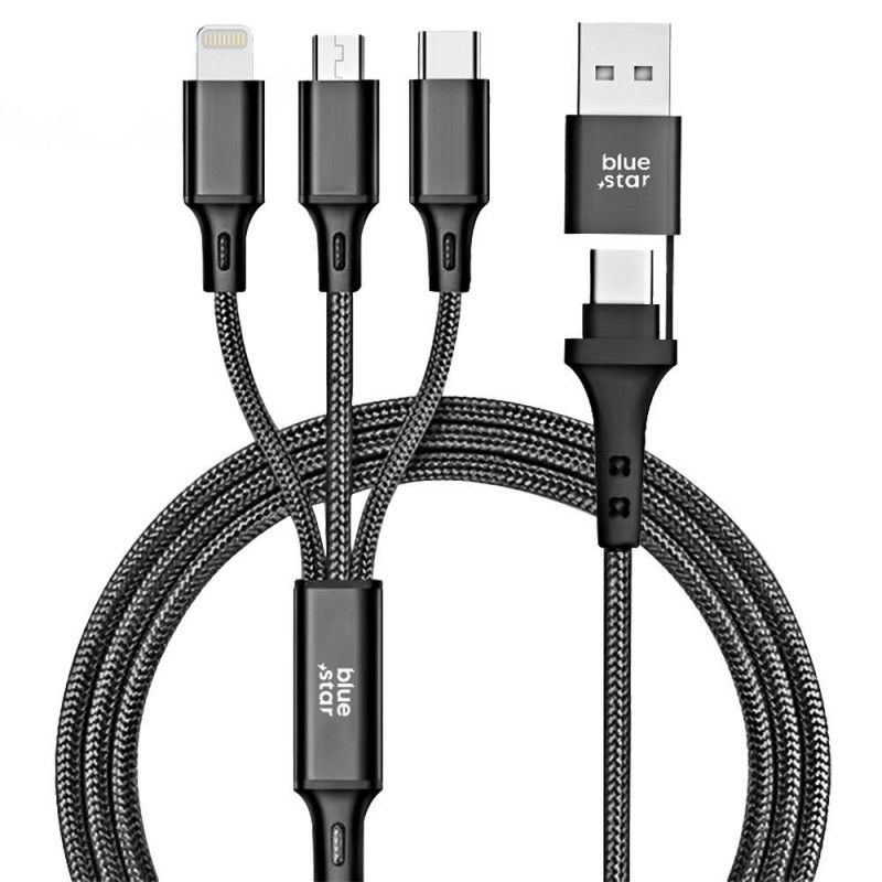 Blue Star 4in1 Type C / USB A to Micro USB / Lightning / Type C cable 1,2m