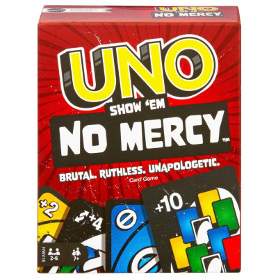 Mattel Games UNO No Mercy, The Most Brutal UNO Ever, With 56 New Cards, Special Rules