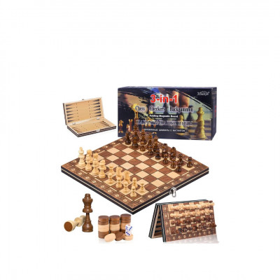 HOVIBU 3 in 1 Wooden Magnetic Chess Board Folding for Children and Adults