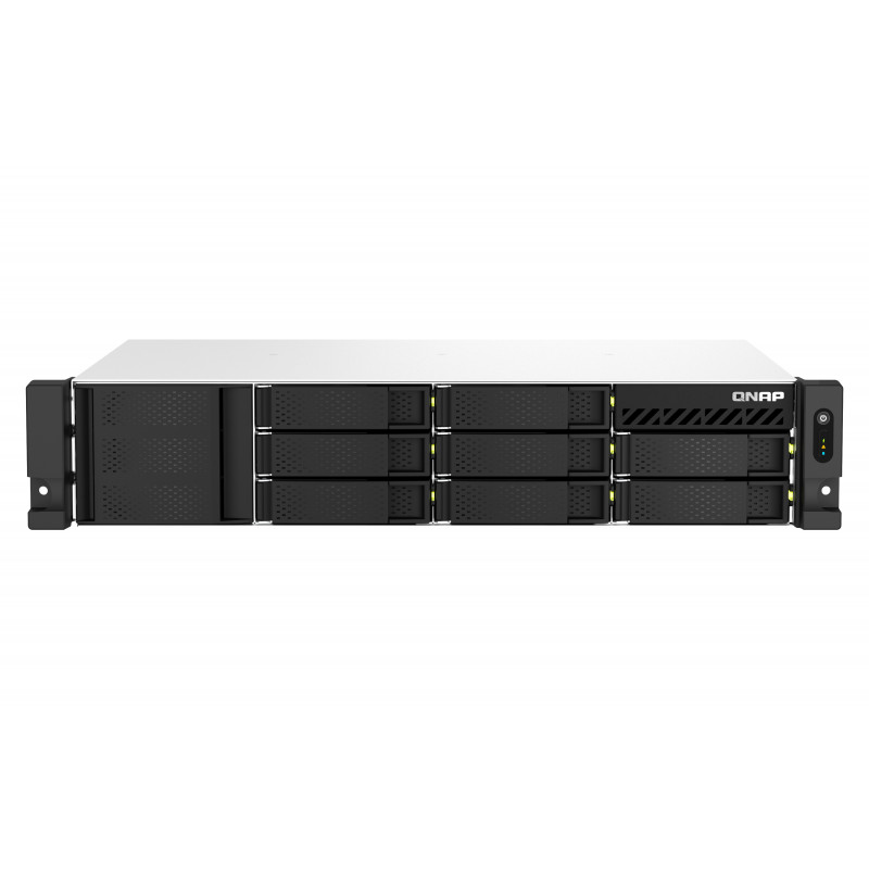 QNAP TS-864EU-RP-8G NAS storage server Rack (2U) Intel® Celeron® N5095 8 GB DDR4 0 TB QNAP Turbo System Black