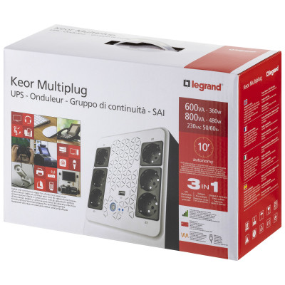 Legrand Keor ASI MULTIPLUG 800 GR uninterruptible power supply (UPS) Line-Interactive 0.8 kVA 480 W 6 AC outlet(s)