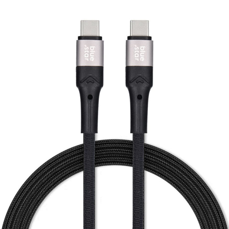 2m BLUE STAR USB-C to USB-C 60W 480Mbps Black Braided Charge and Sync Cable