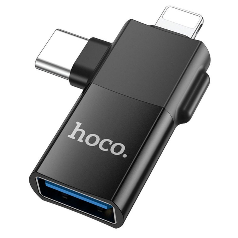 HOCO 2in1 USB-C/ Lightning to OTG USB-A Adapter