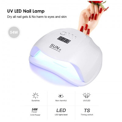 UV LED Nail Lamp 54W Power, Professional Nail Dryer for Manicure and Pedicure