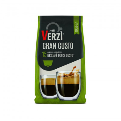 Verzi 15 Capsules Compatible with Nescafé® Dolce Gusto® Machine, Gran Gusto