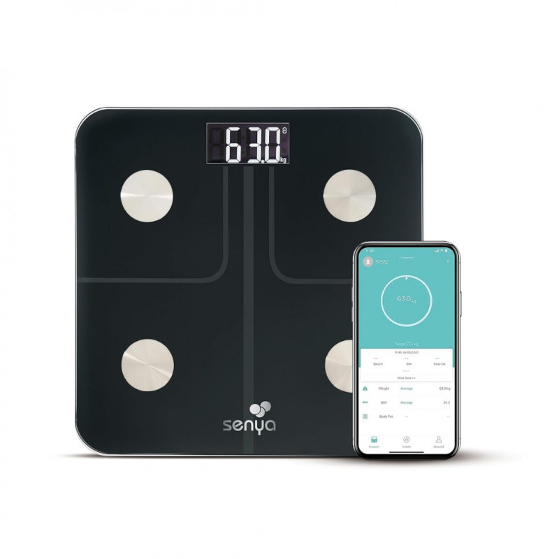 SENYA Person-Weighing Impedenzometer, Bluetooth Connected,FitDays App Black.