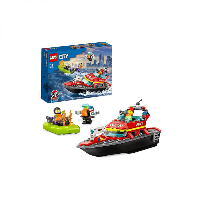 LEGO City Fireboat, toy that floats in the water, with racing boat, 3 minifigure